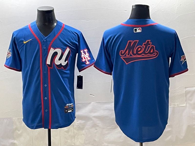 Men 2025 New York Mets Blank Blue All star Blank Blue Nike MLB Jersey style 5->oklahoma city thunder->NBA Jersey